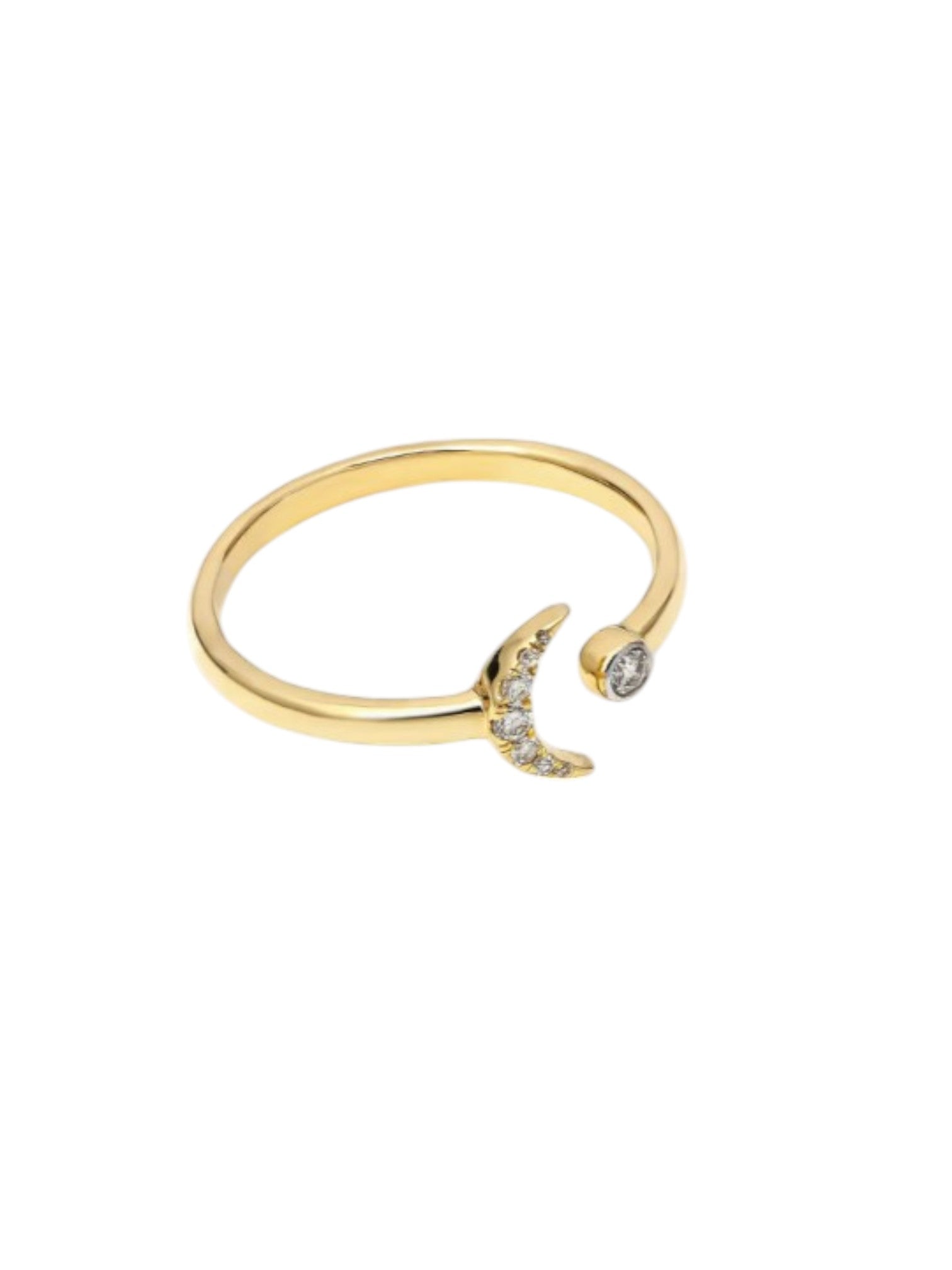 925 Sterling Silver Gold Plated Light Weight CZ Stone Moonlit Ring For Women By Kesardeep